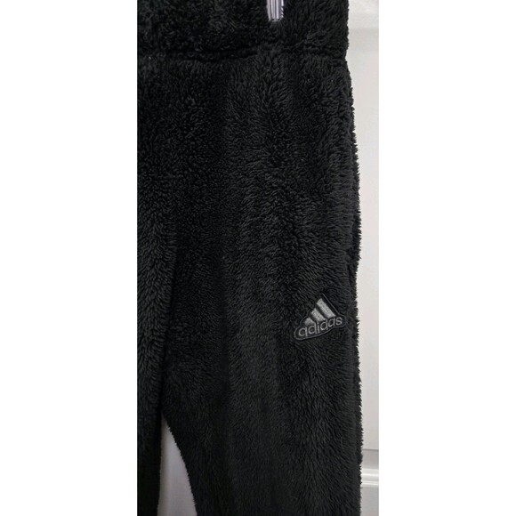 Adidas Girl's Elastic Waistband Cozy Fuzzy Joggers in Black, Size 7/8 - Picture 2 of 5